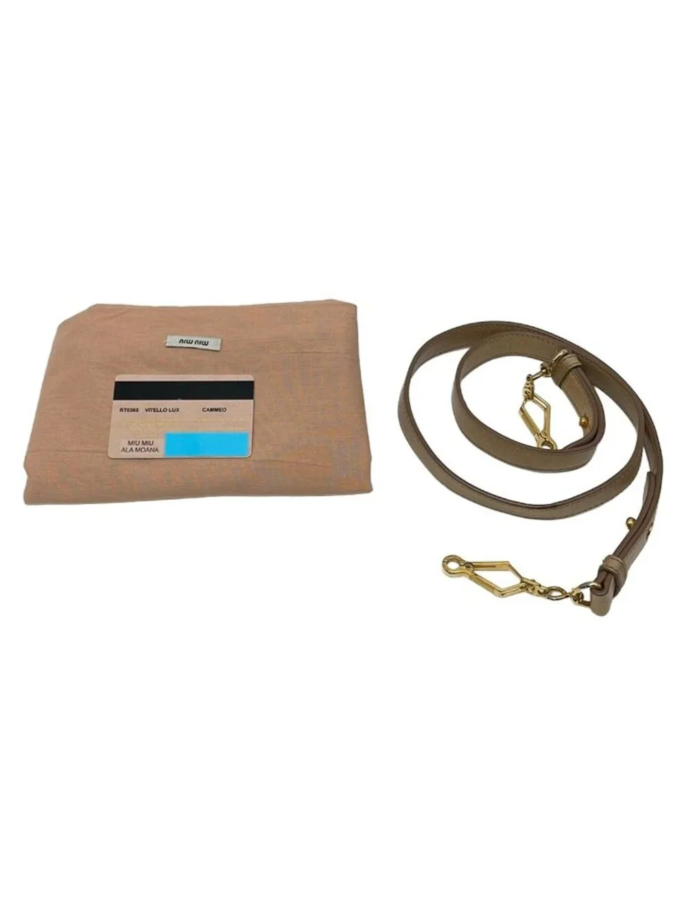Miu Miu Handbag Beige Side Ribbon Leather